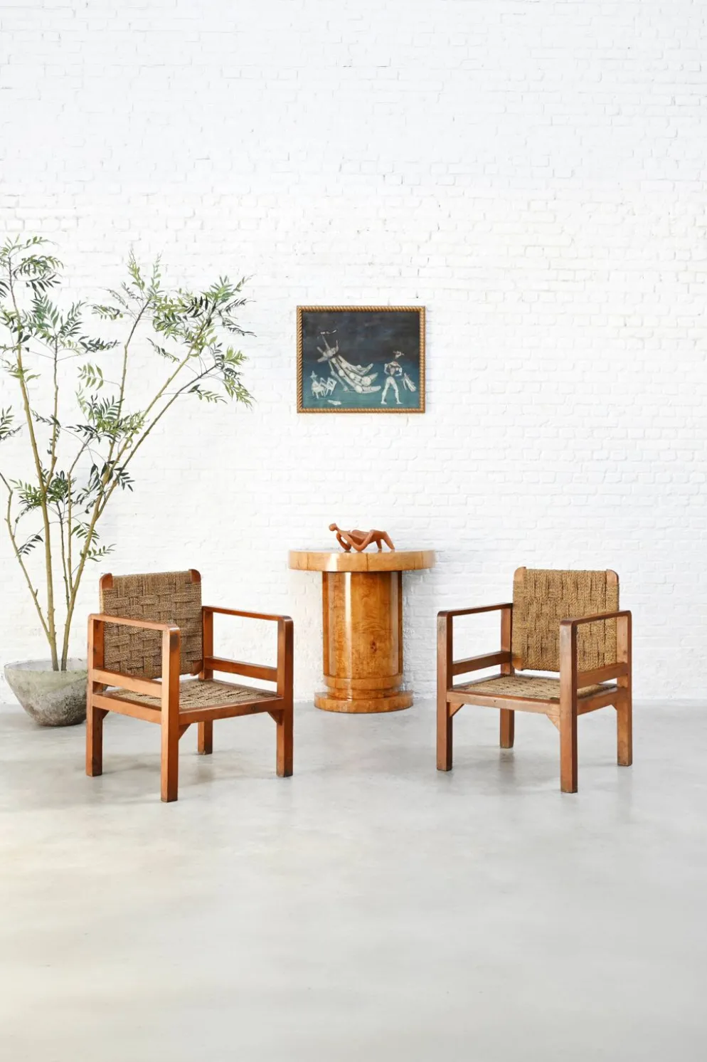 Console Art Déco en bois de bouleau, France, années 1930