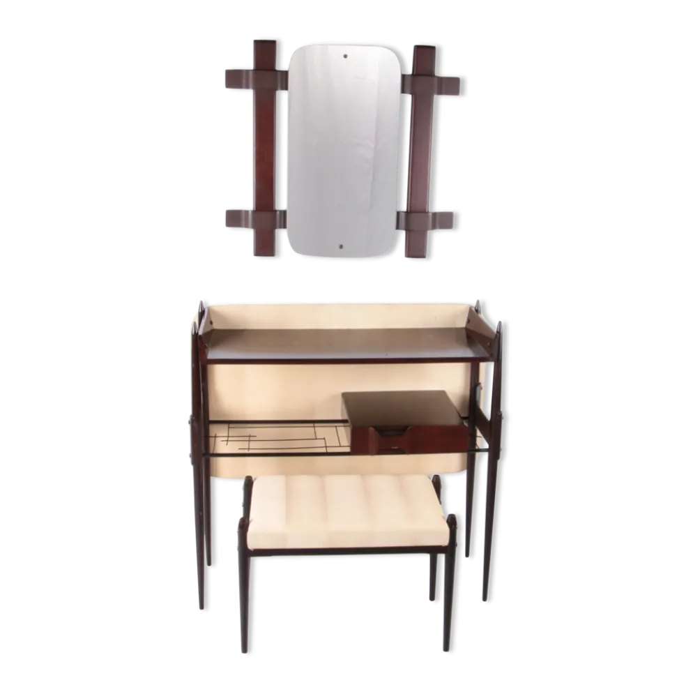Console avec miroir et tabouret, Ico Parisi, 1950 Italie