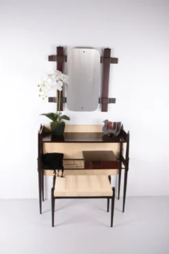 Console avec miroir et tabouret, Ico Parisi, 1950 Italie