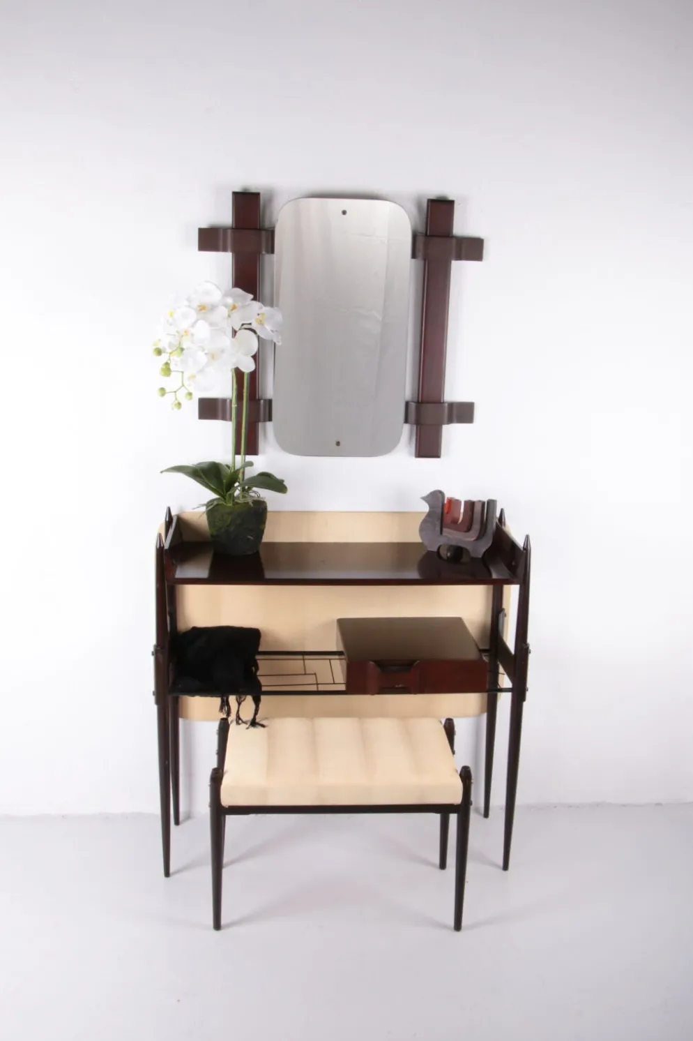 Console avec miroir et tabouret, Ico Parisi, 1950 Italie