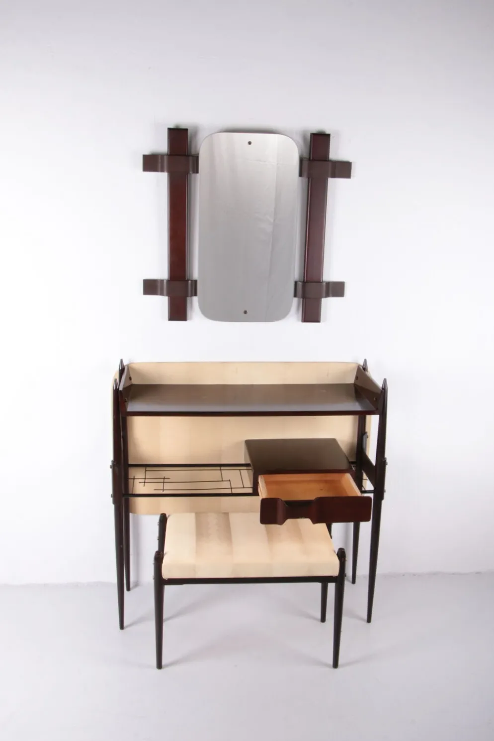 Console avec miroir et tabouret, Ico Parisi, 1950 Italie