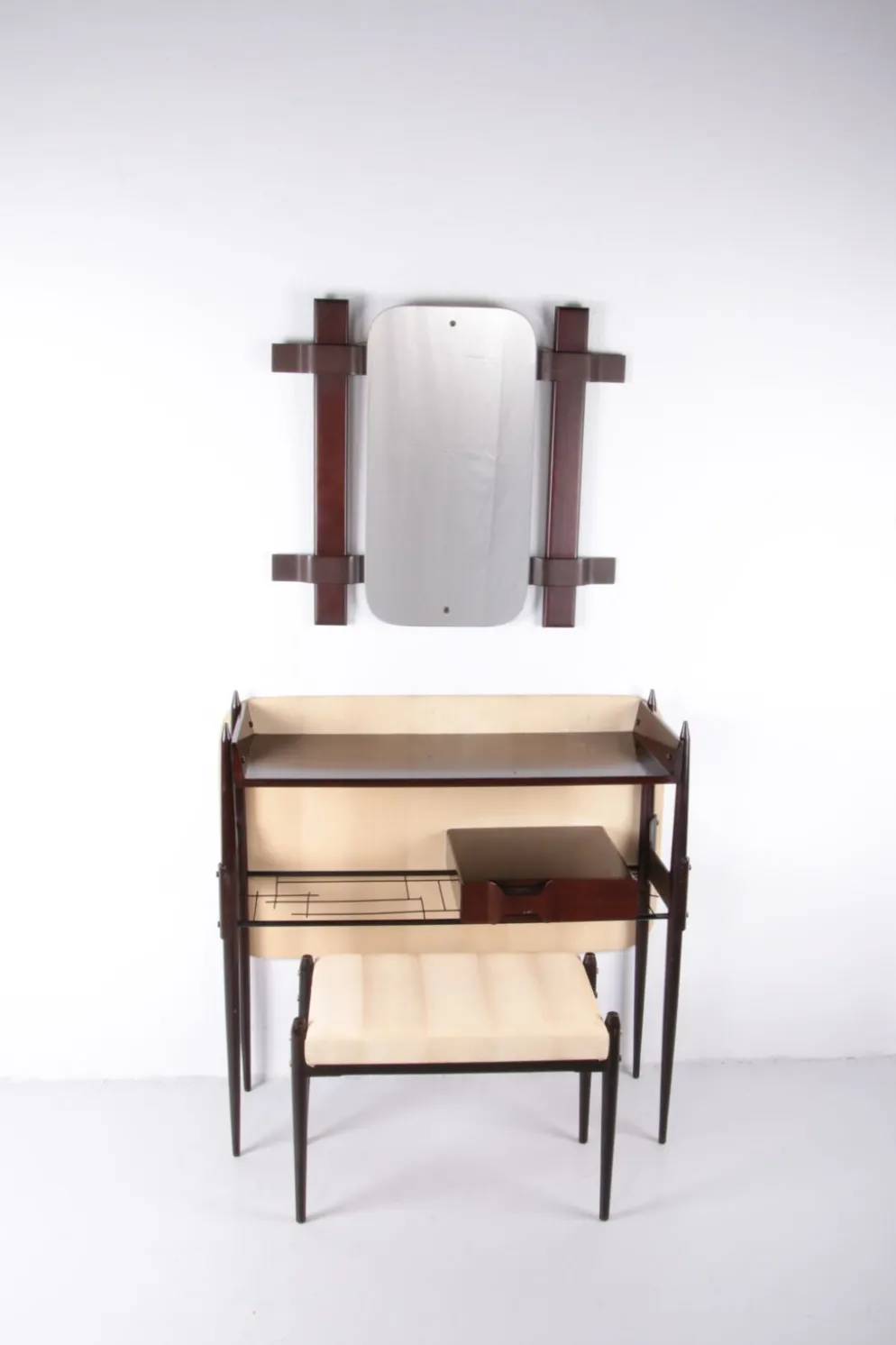 Console avec miroir et tabouret, Ico Parisi, 1950 Italie