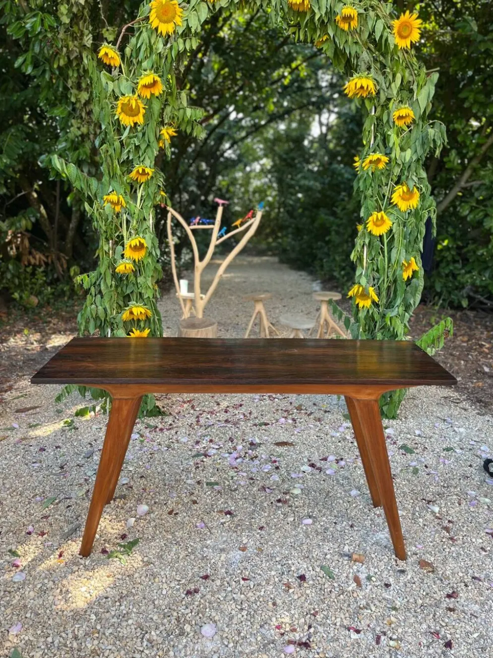 Console brésilienne en palissandre et caviuna, G Scapinelli