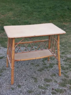 Console bureau en rotin des années 50
