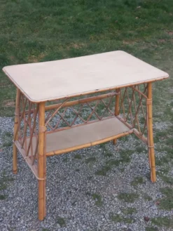 Console bureau en rotin des années 50