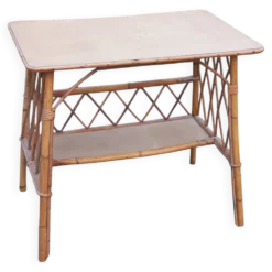 Console bureau en rotin des années 50