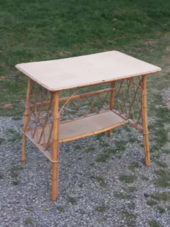 Console bureau en rotin des années 50