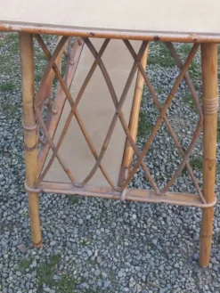 Console bureau en rotin des années 50
