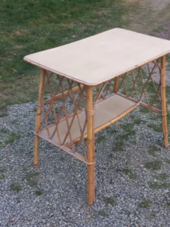Console bureau en rotin des années 50