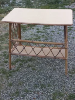 Console bureau en rotin des années 50