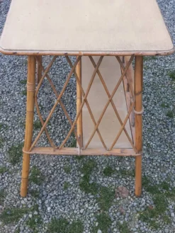 Console bureau en rotin des années 50
