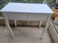 Console coiffeuse en bois peint blanc france 2000 / décoration vintage rétro chambre classique