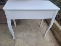 Console coiffeuse en bois peint blanc france 2000 / décoration vintage rétro chambre classique