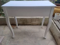 Console coiffeuse en bois peint blanc france 2000 / décoration vintage rétro chambre classique