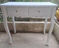 Console coiffeuse en bois peint blanc france 2000 / décoration vintage rétro chambre classique
