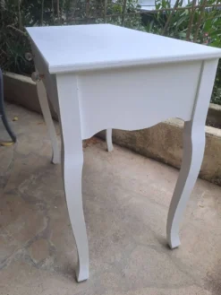 Console coiffeuse en bois peint blanc france 2000 / décoration vintage rétro chambre classique
