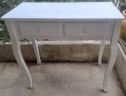 Console coiffeuse en bois peint blanc france 2000 / décoration vintage rétro chambre classique