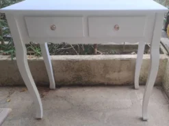 Console coiffeuse en bois peint blanc france 2000 / décoration vintage rétro chambre classique