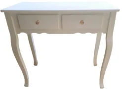 Console coiffeuse en bois peint blanc france 2000 / décoration vintage rétro chambre classique