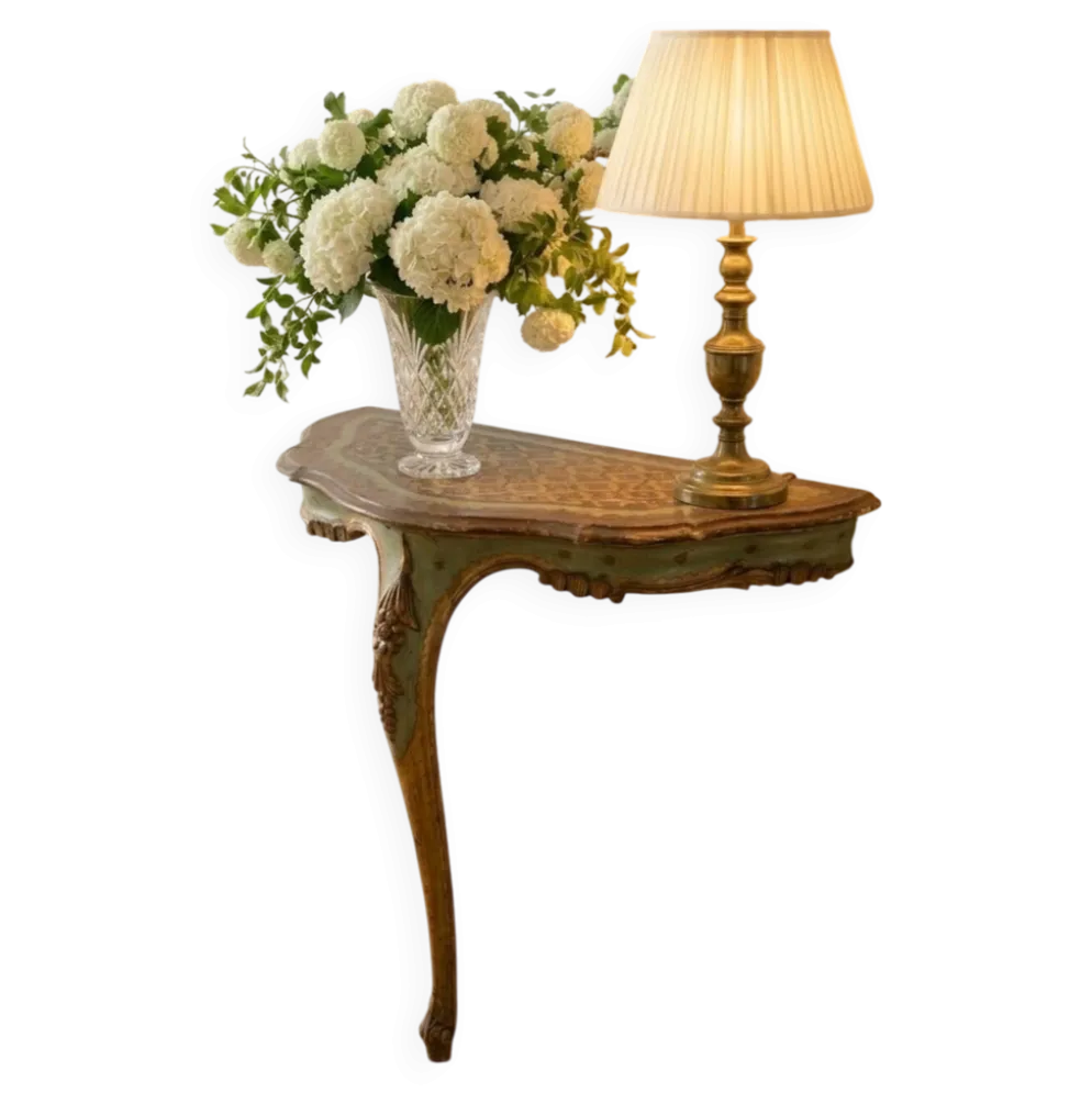 Console d’applique de style vénitien en bois peint et doré