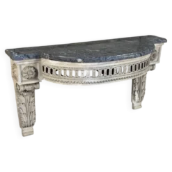 Console d’applique Louis XVI en bois sculpté, patine grise, XVIIIème siècle