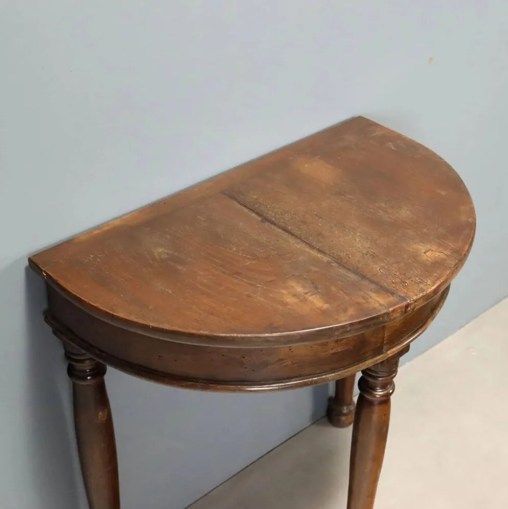 Console demi-lune en noyer - Italie XIXe siècle