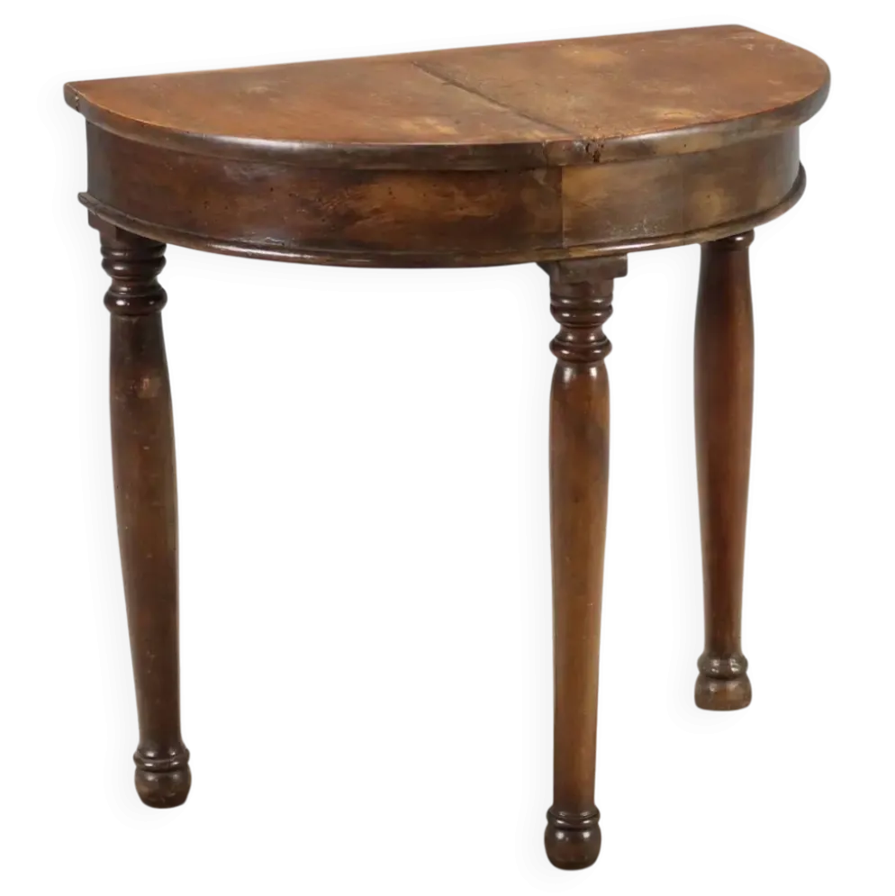 Console demi-lune en noyer - Italie XIXe siècle