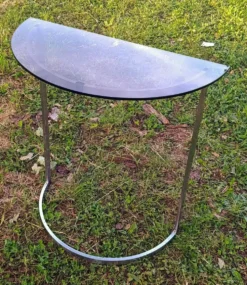 Console Demi Lune en verre fumé - Années 1970