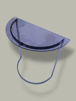 Console Demi Lune en verre fumé - Années 1970