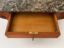 Console demi-lune style Directoire/Louis XVI en merisier et marbre