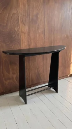 Console demi-lune vintage en bois laqué noir