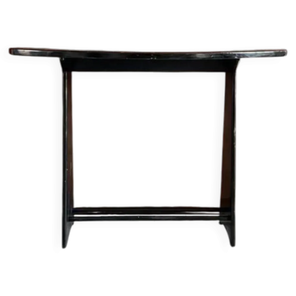 Console demi-lune vintage en bois laqué noir