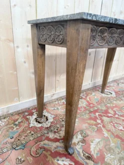 Console d'entrée Style Louis XVI – Chêne Sculpté & Plateau Marbre