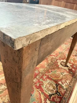 Console d'entrée Style Louis XVI – Chêne Sculpté & Plateau Marbre