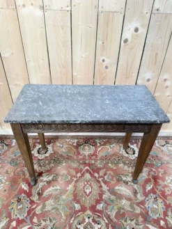 Console d'entrée Style Louis XVI – Chêne Sculpté & Plateau Marbre