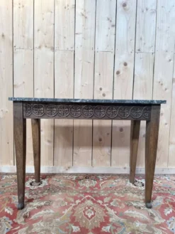 Console d'entrée Style Louis XVI – Chêne Sculpté & Plateau Marbre