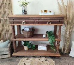 Console desserte meuble d'appoint en chêne massif