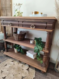 Console desserte meuble d'appoint en chêne massif