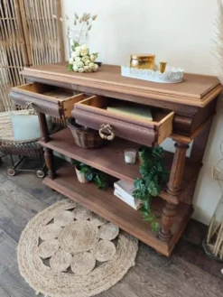 Console desserte meuble d'appoint en chêne massif