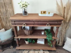 Console desserte meuble d'appoint en chêne massif