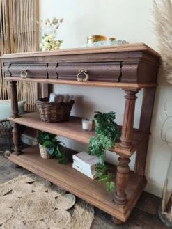 Console desserte meuble d'appoint en chêne massif