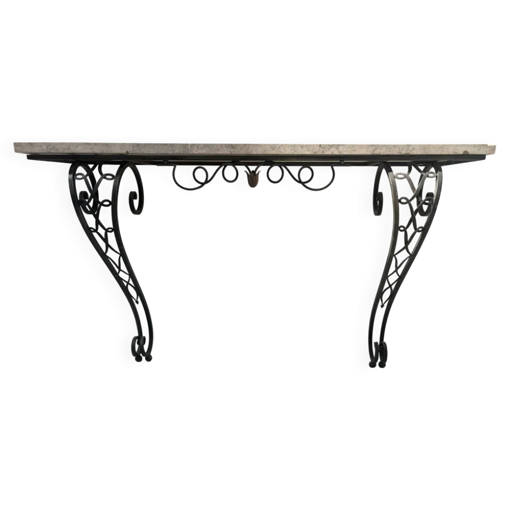 Console de style Art Déco en fer forgé martelé XX siècle