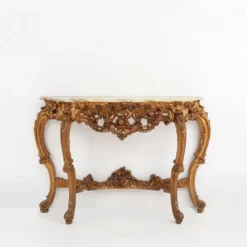Console de style Louis XV du 20ème siècle avec plateau en marbre, France, années 1970.