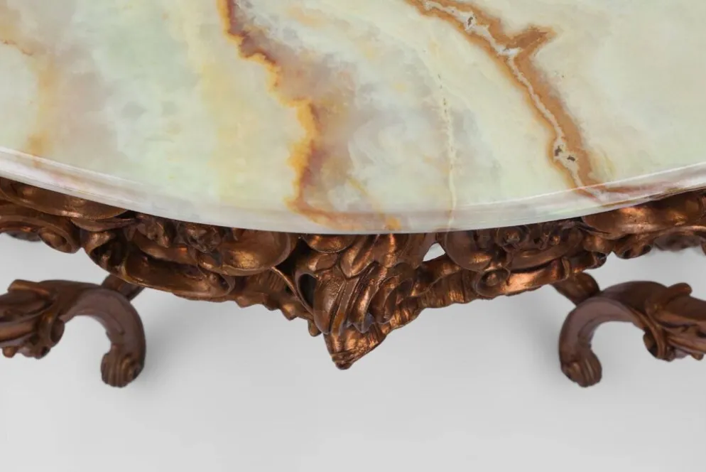 Console de style Louis XV du 20ème siècle avec plateau en marbre, France, années 1970.