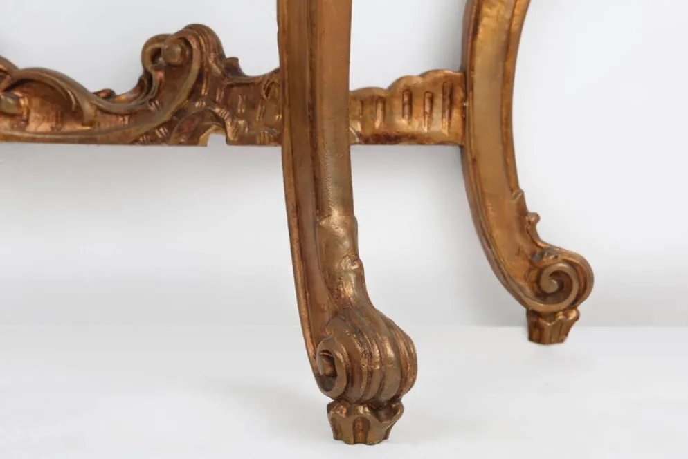 Console de style Louis XV du 20ème siècle avec plateau en marbre, France, années 1970.