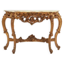 Console de style Louis XV du 20ème siècle avec plateau en marbre, France, années 1970.