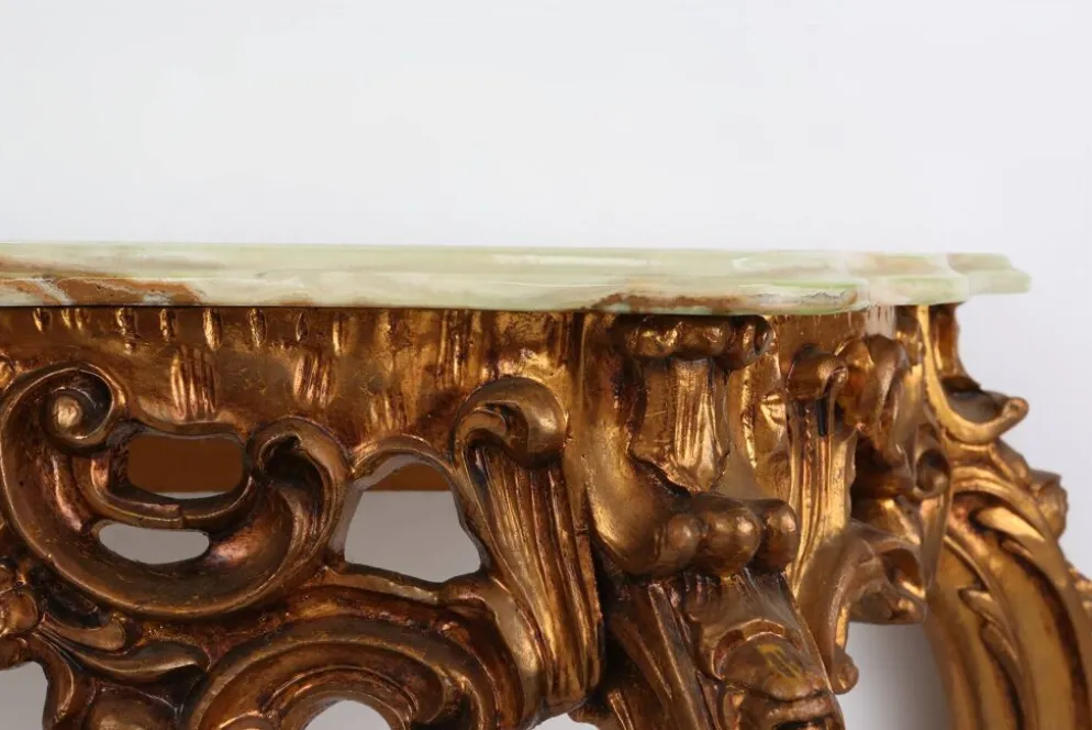 Console de style Louis XV du 20ème siècle avec plateau en marbre, France, années 1970.