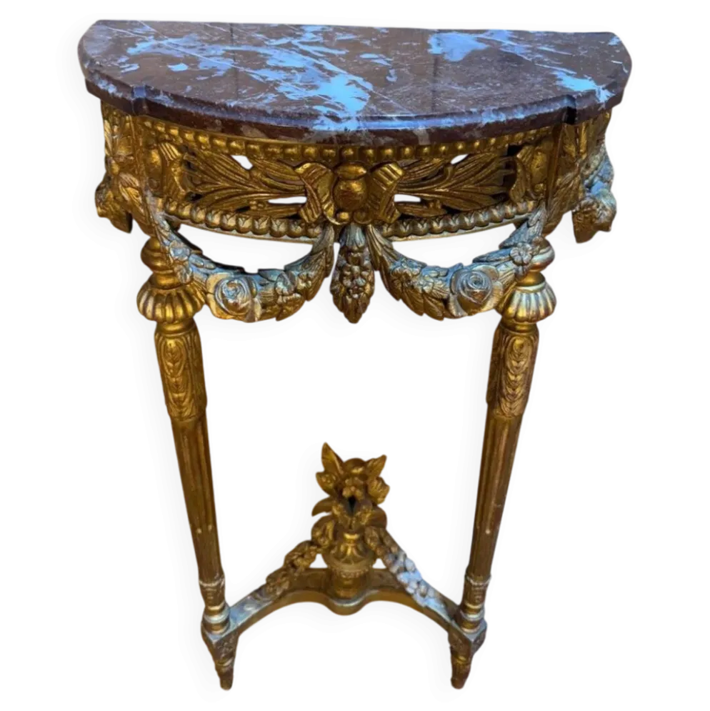 Console de style Louis XVI en bois doré et sculpté