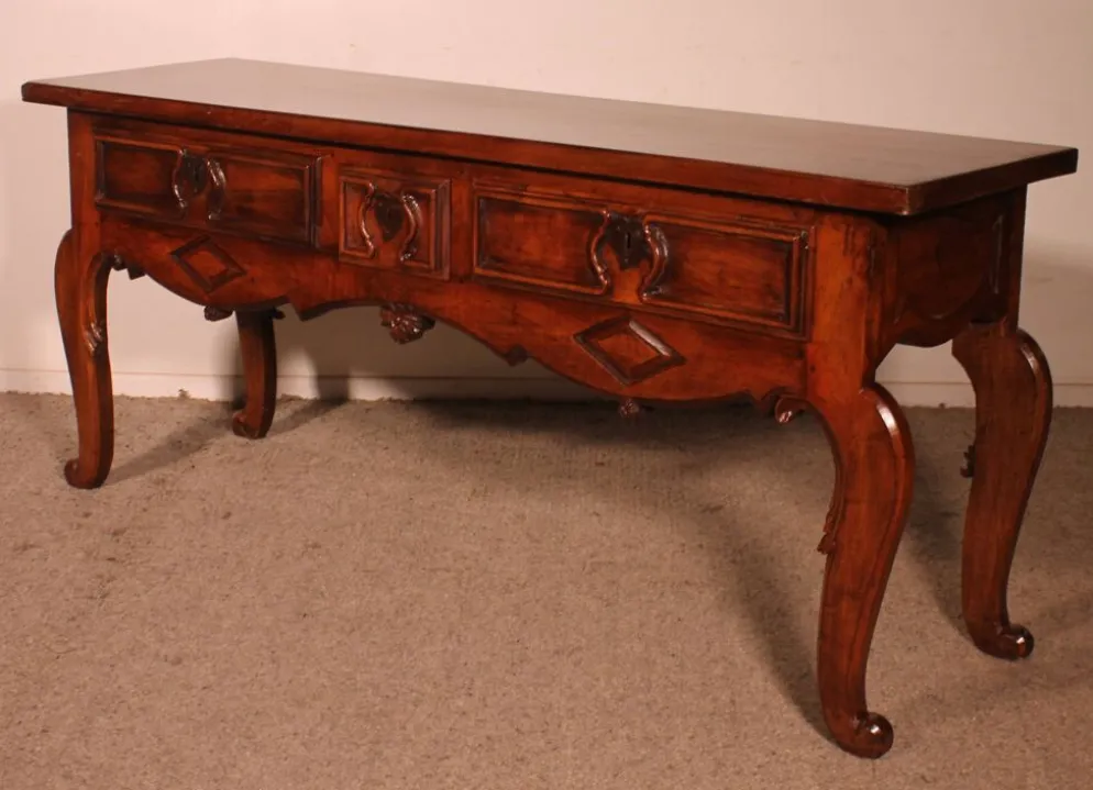 Console d'époque Louis XV Trois Tiroirs -espagne-18° Siècle
