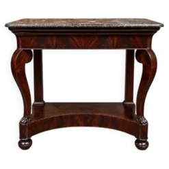 Console d’époque Restauration en acajou – Dessus de marbre – XIXe siècle
